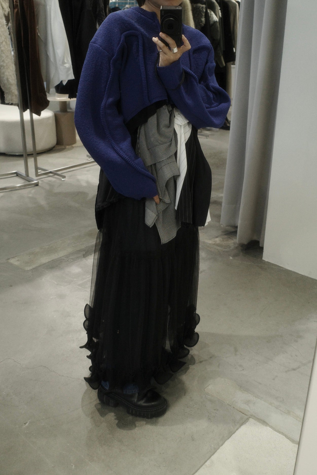 cord line short cardigan