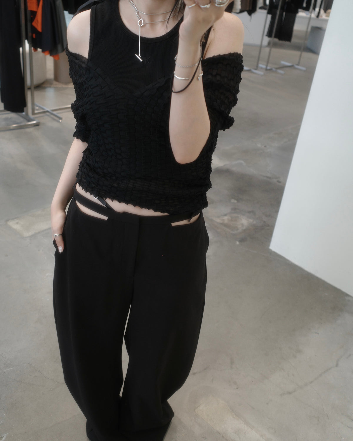 sheer wavy pullover