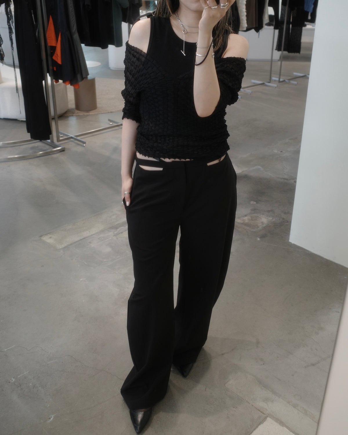 sheer wavy pullover