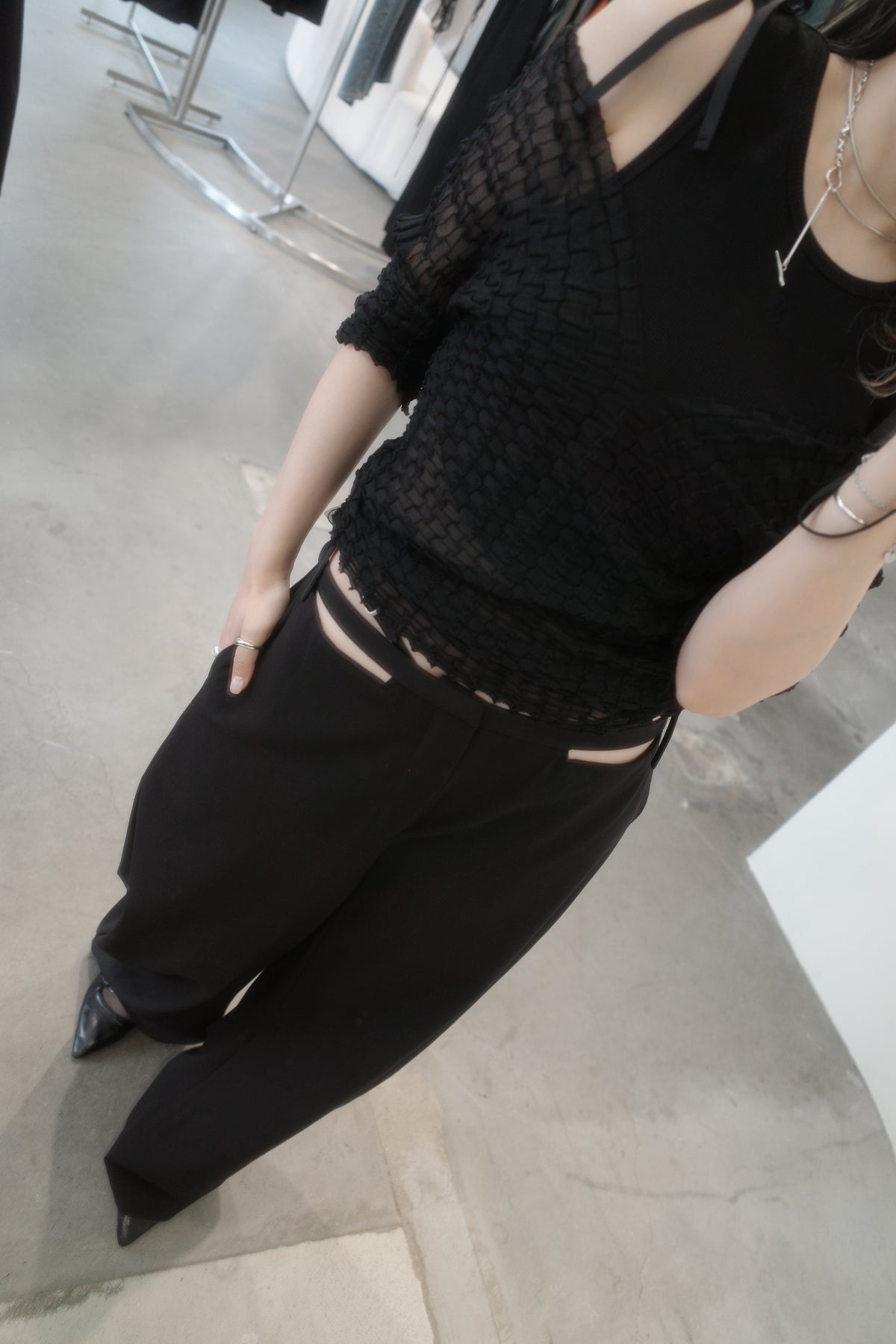sheer wavy pullover