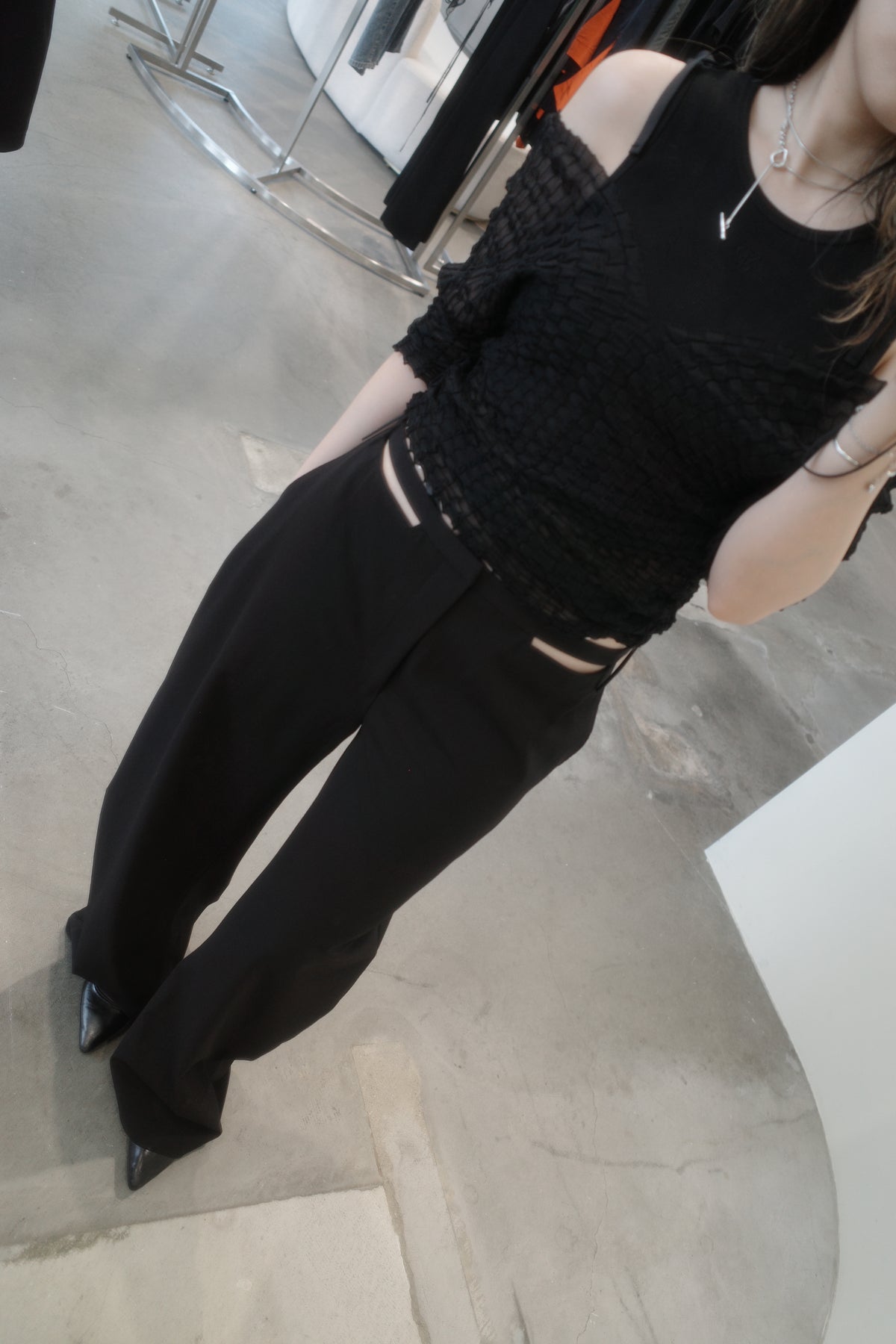 sheer wavy pullover