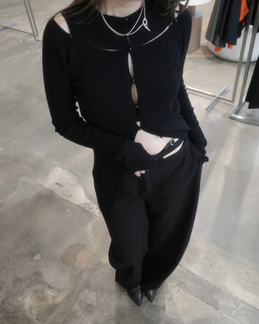 rib yoke cardigan