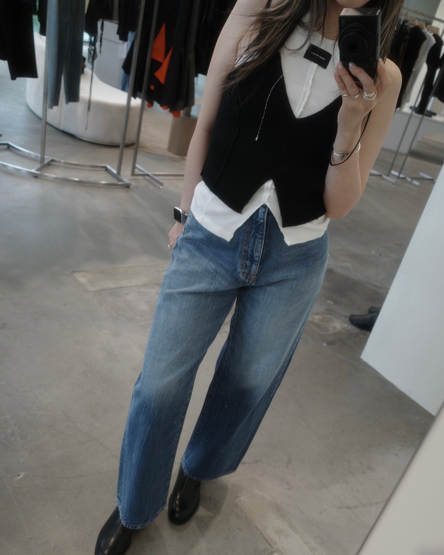 selvage denim wide jeans/used