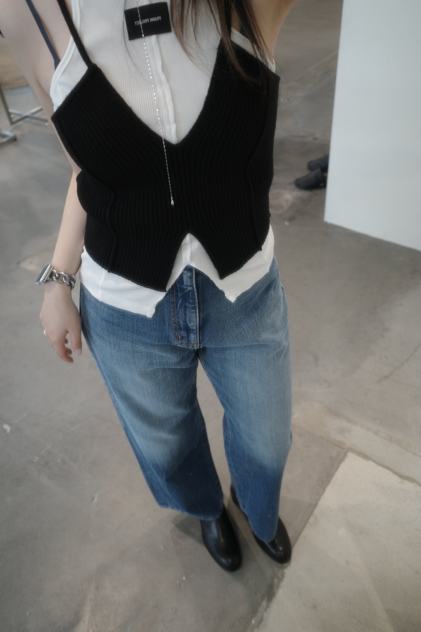selvage denim wide jeans/used