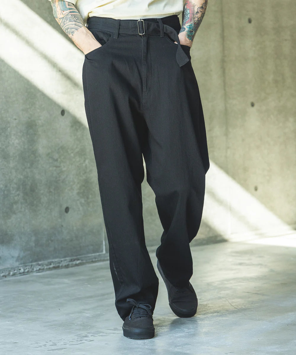 rinse wash 8oz denim/belted relax tapered pants