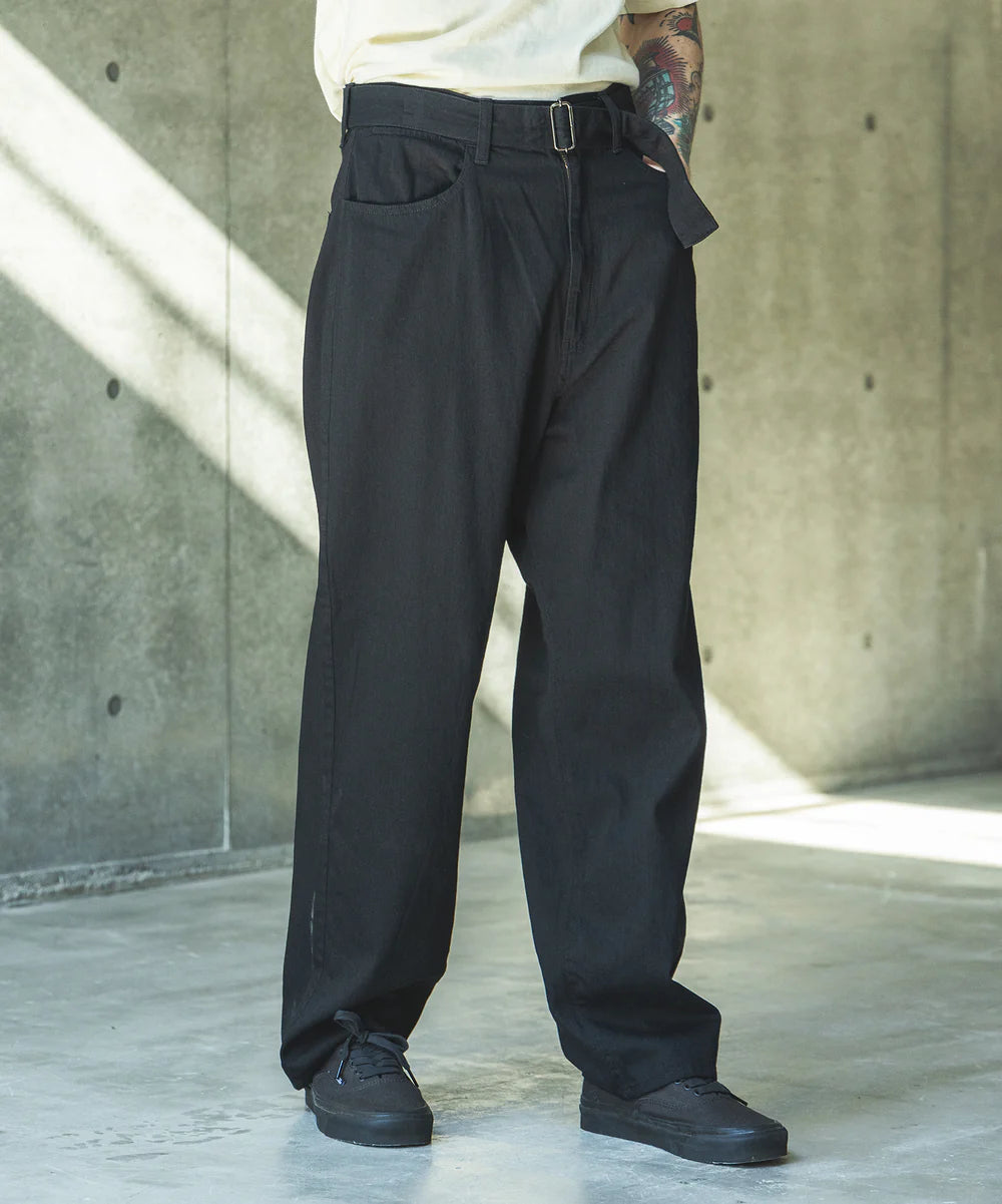 rinse wash 8oz denim/belted relax tapered pants
