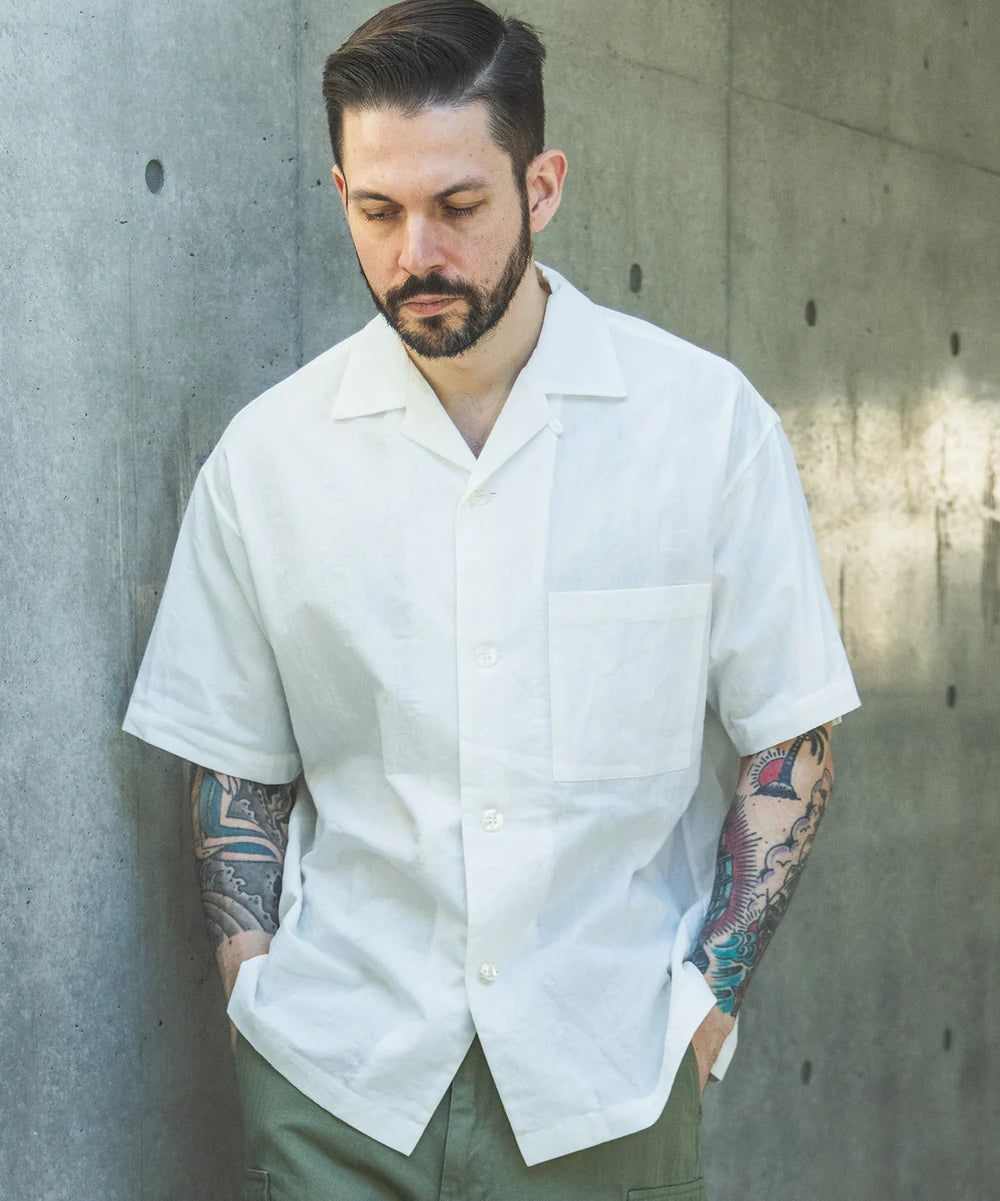 c/l panama stripes / short/s open collar shirt