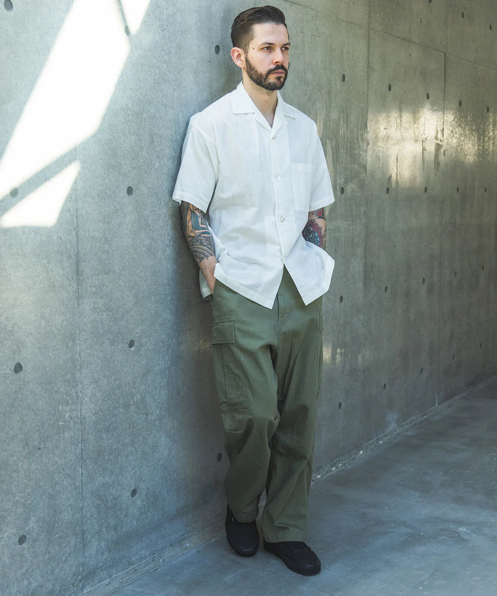 c/l panama stripes / short/s open collar shirt