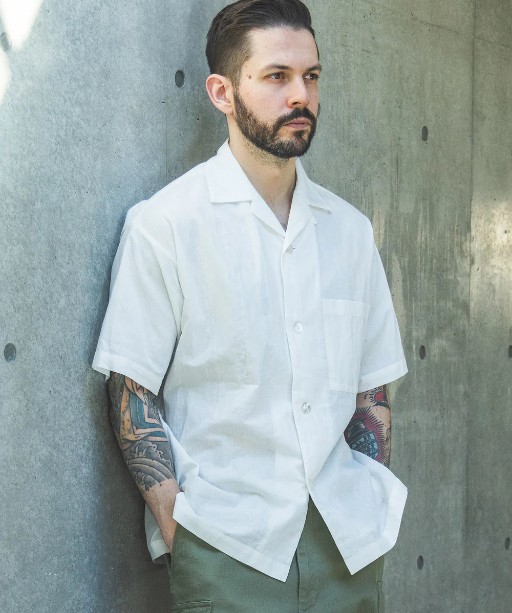 c/l panama stripes / short/s open collar shirt
