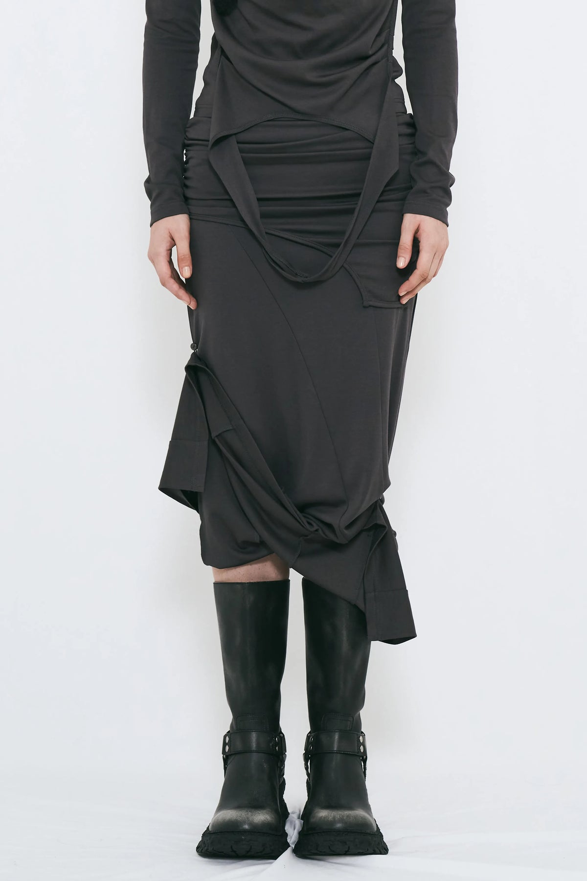 2way button maxi skirt