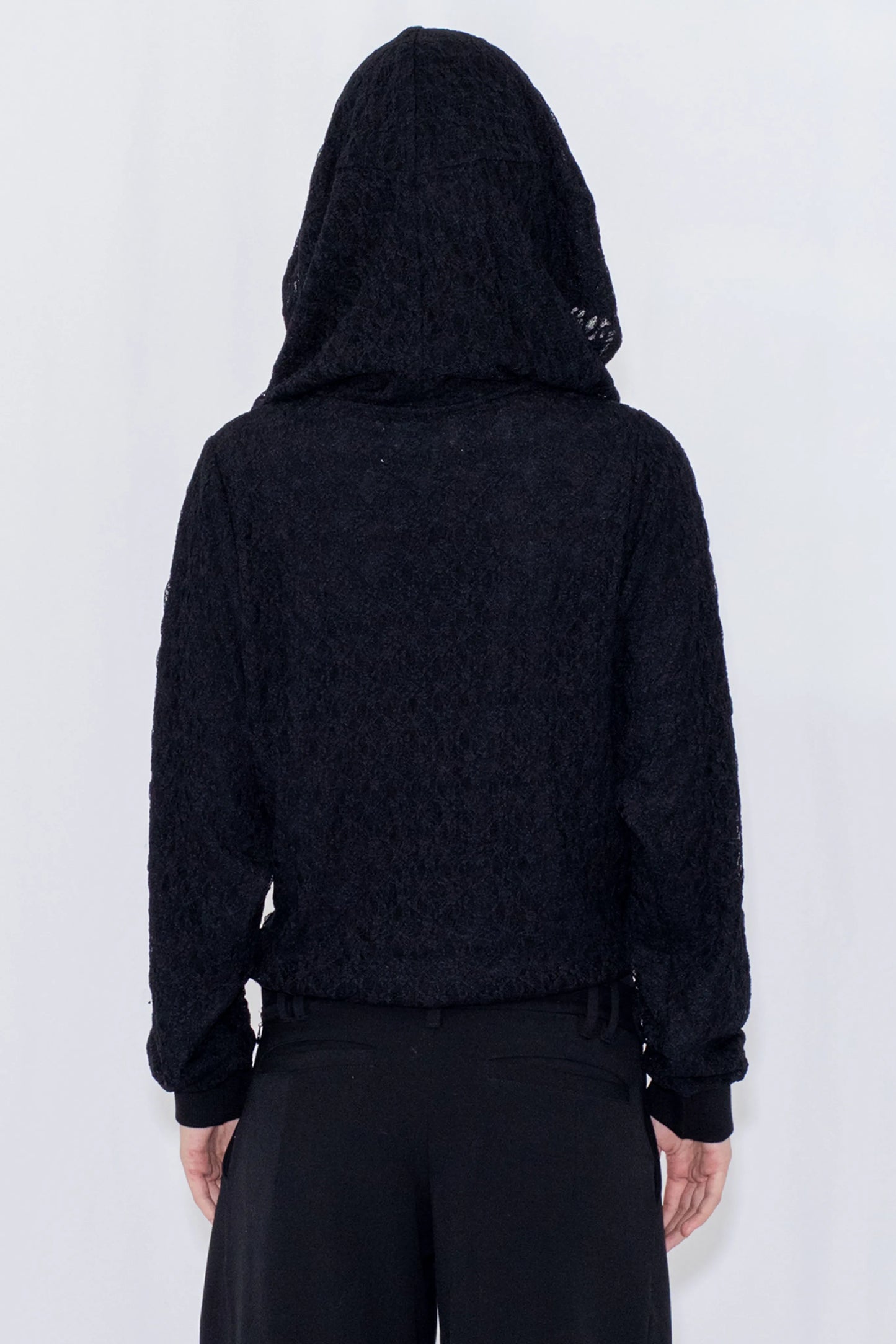 lace double zip hoodie
