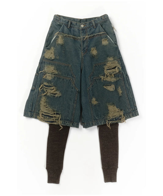 layered denim pants