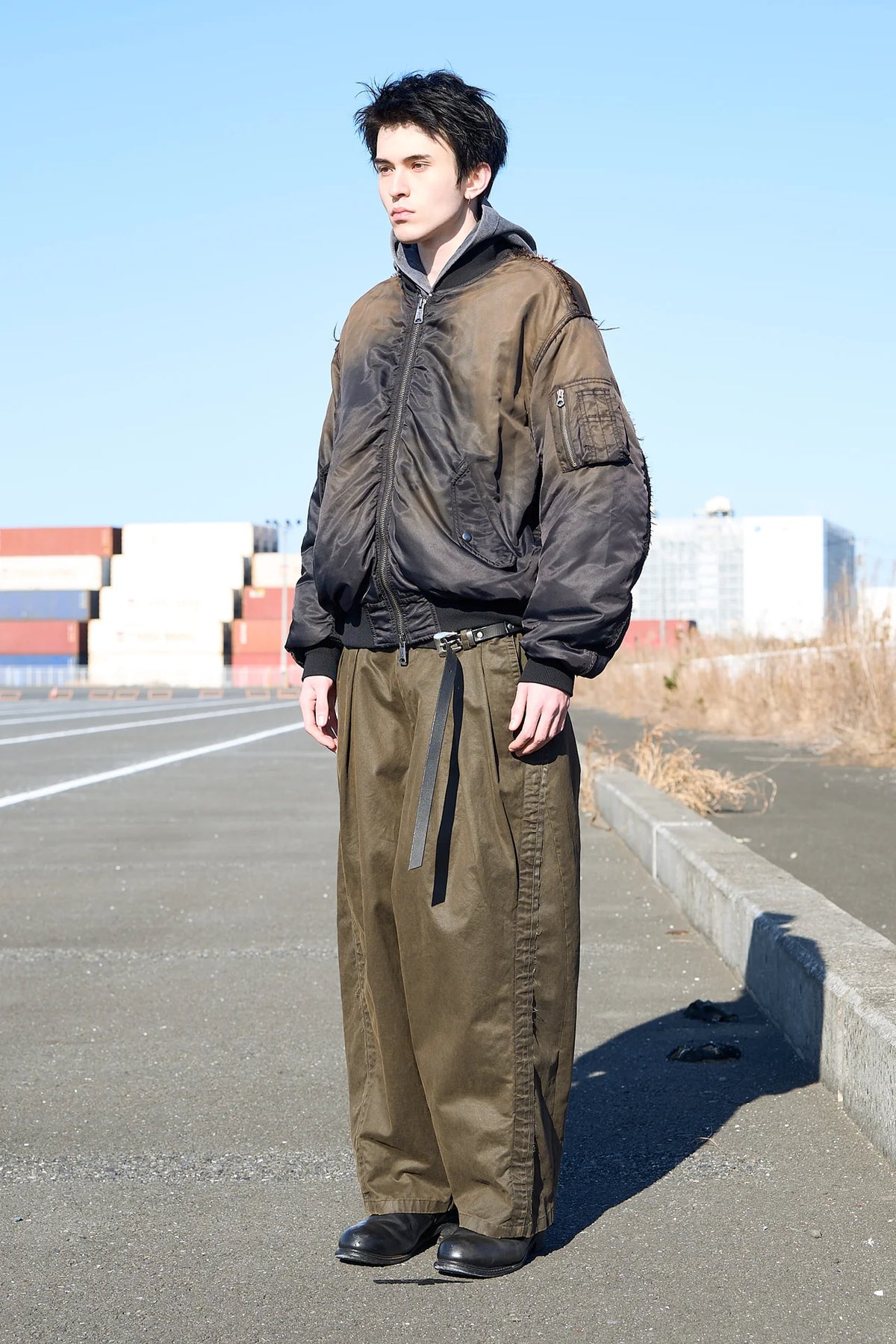 frayed reversible bomber jacket