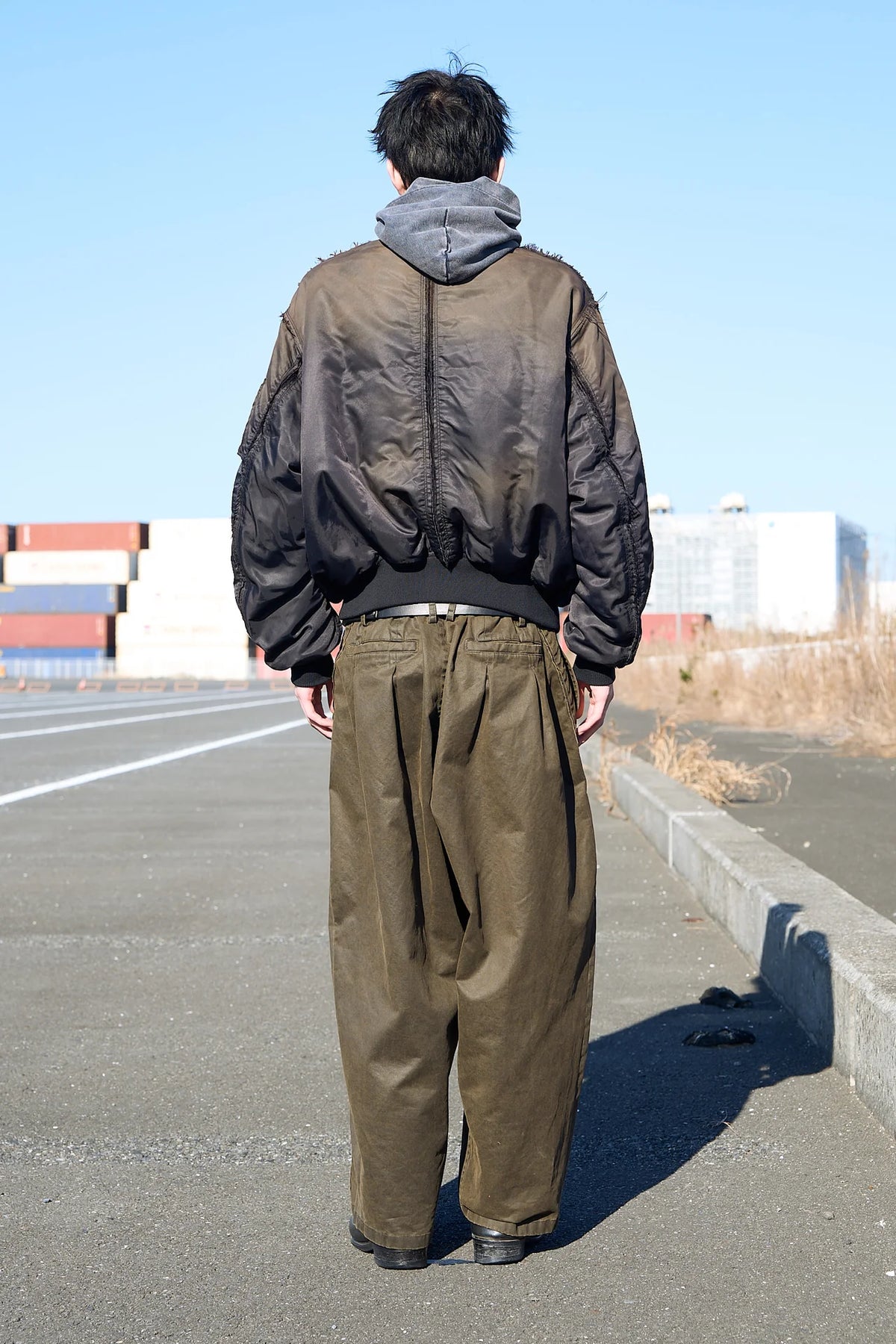 frayed reversible bomber jacket