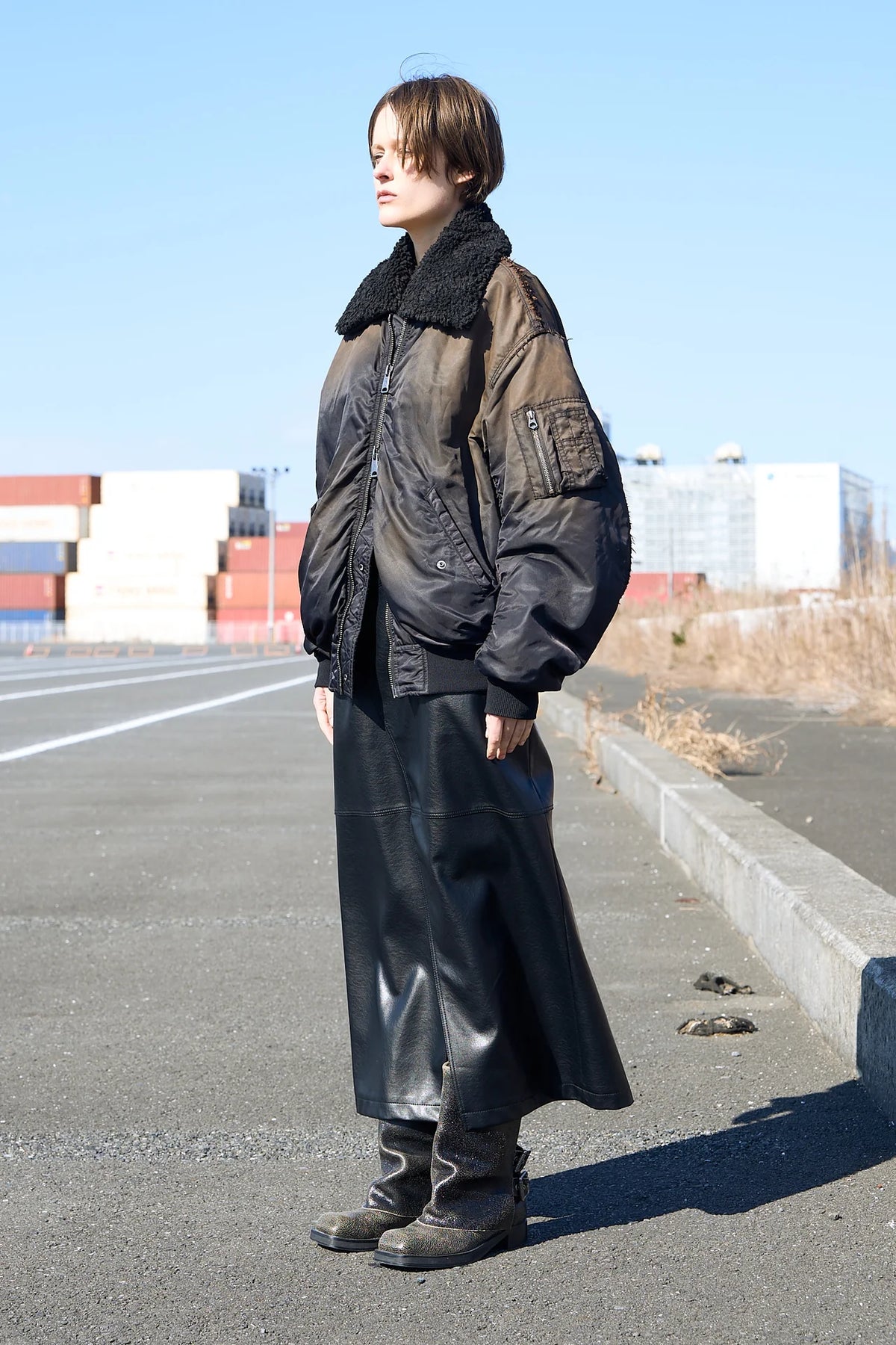 frayed reversible bomber jacket