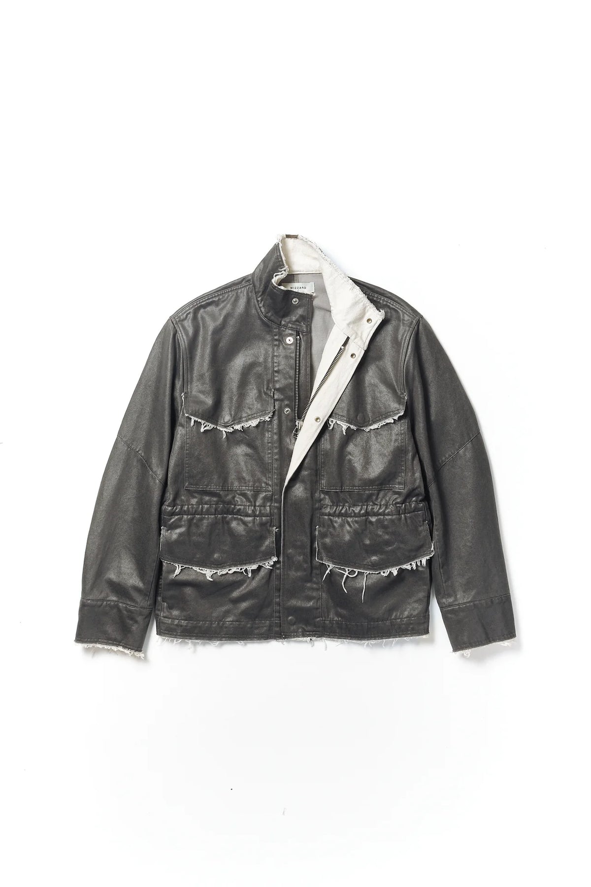 coated frayed military jackect