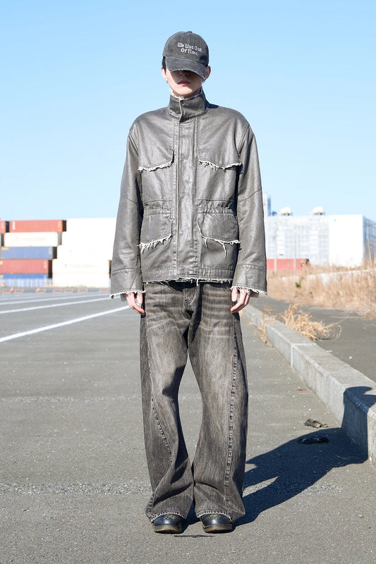 coated frayed military jackect