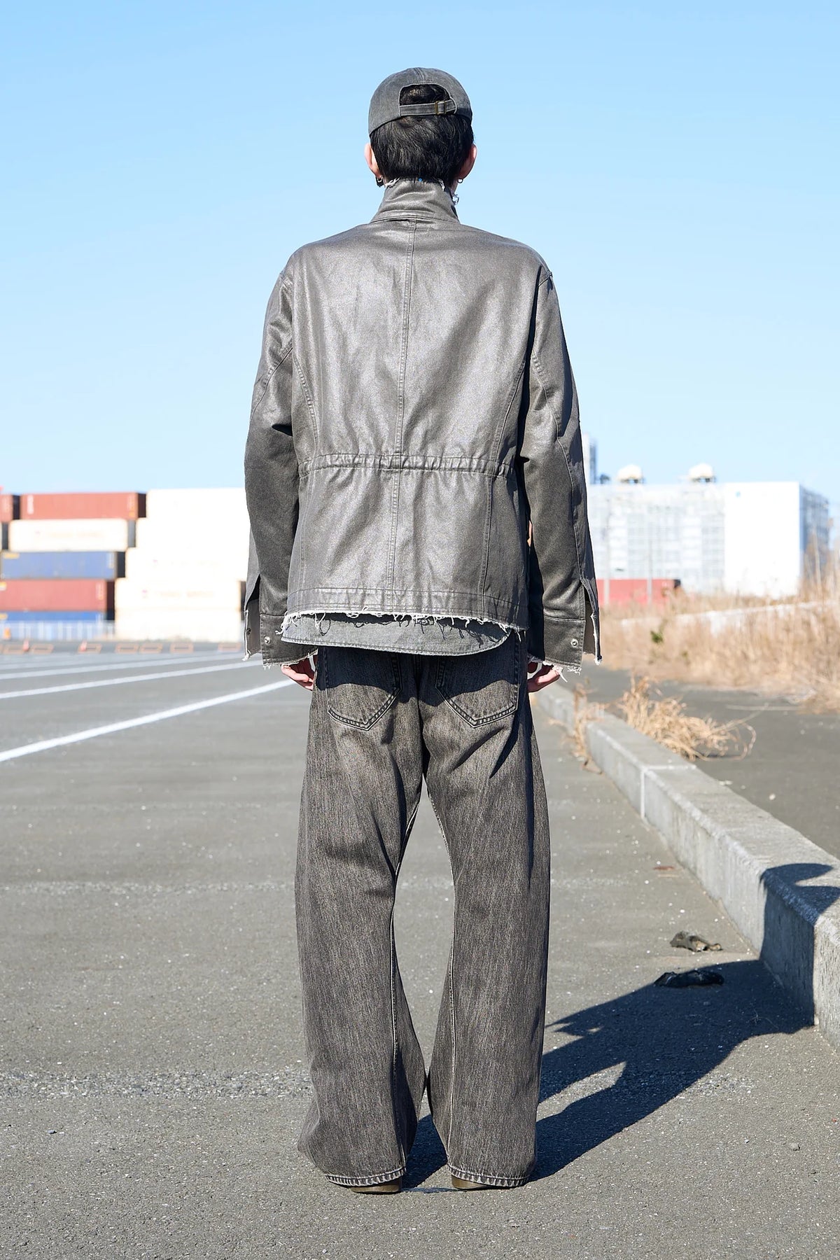 coated frayed military jackect