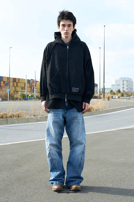layered zip hoodie