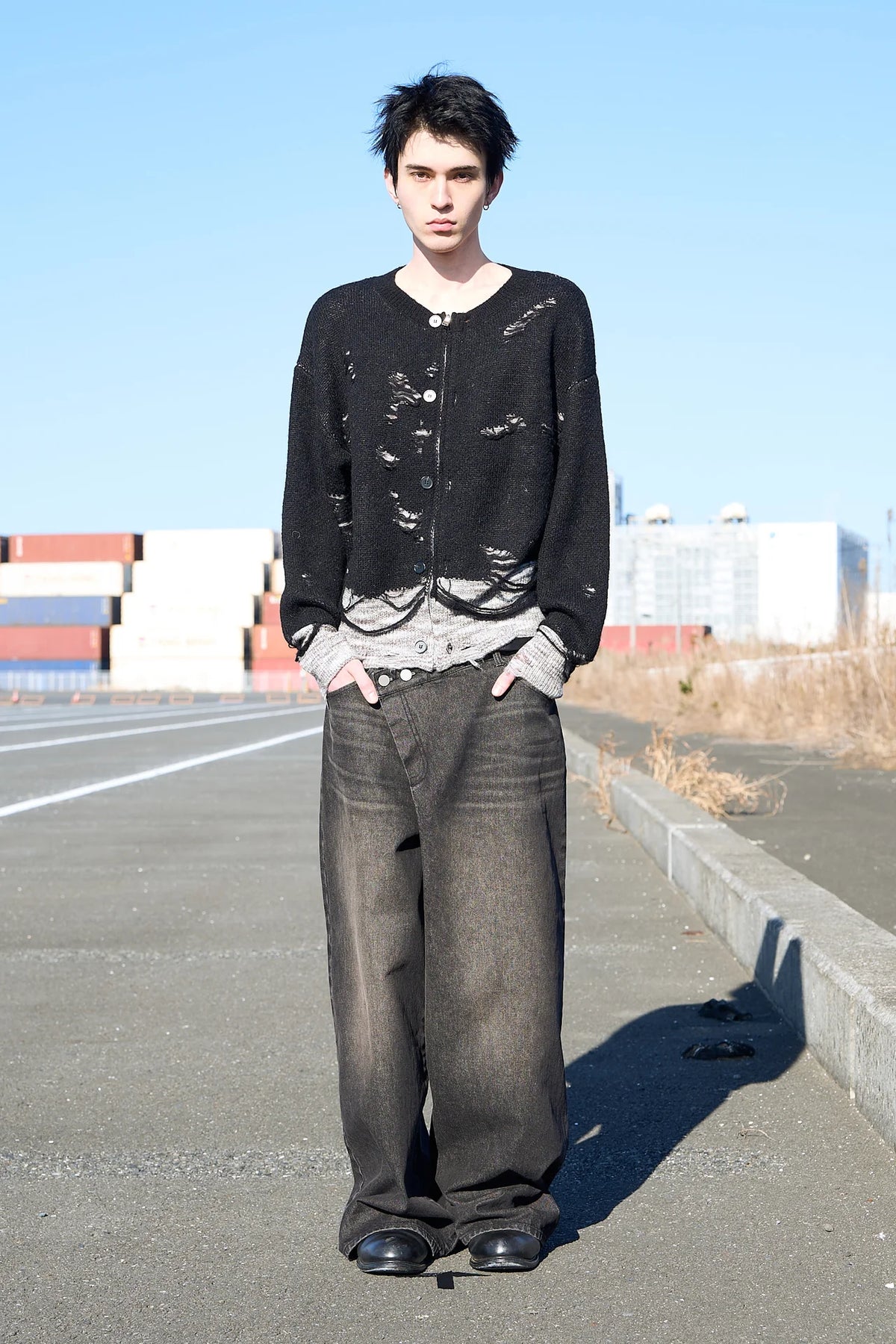 structured damage cardigan