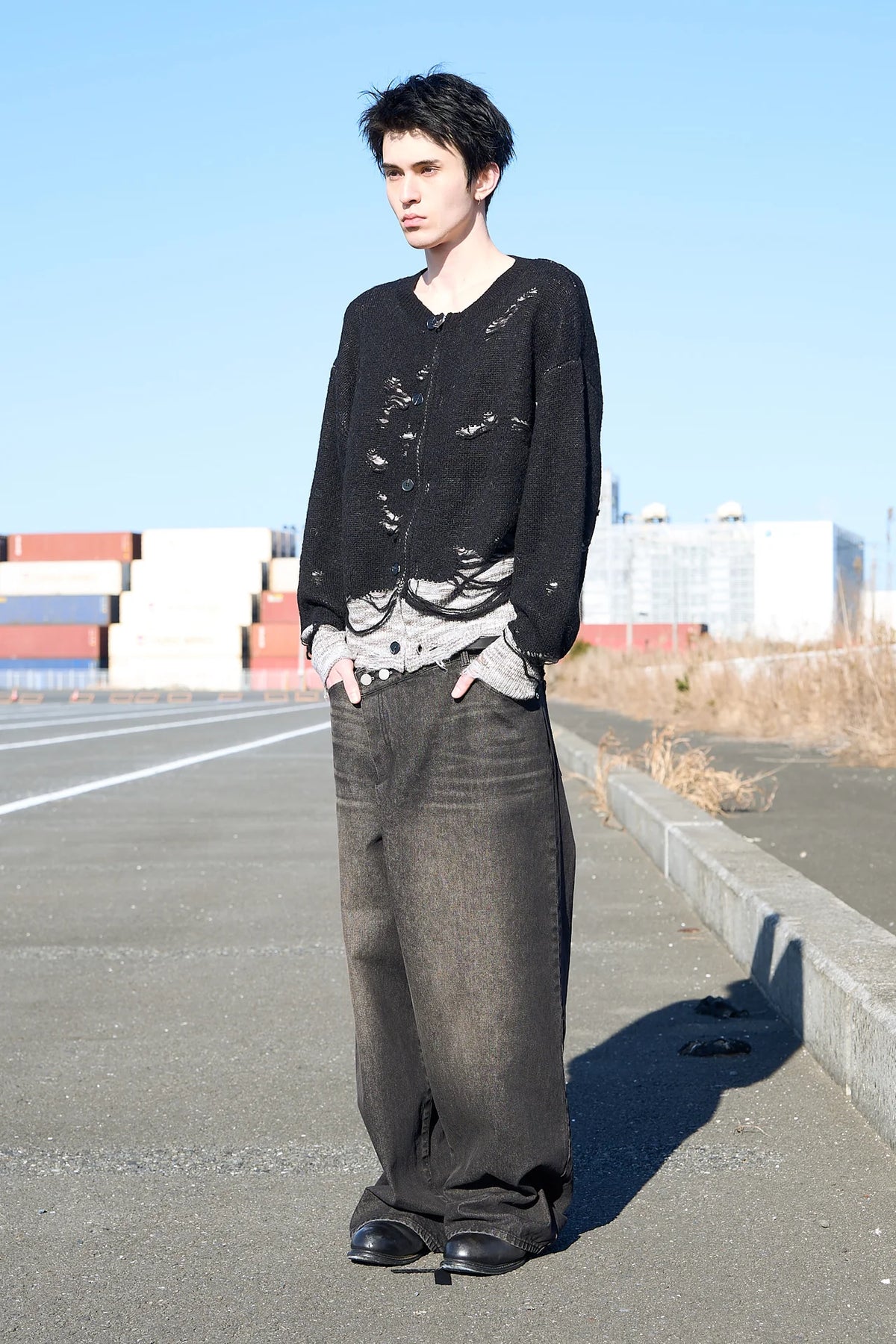 structured damage cardigan