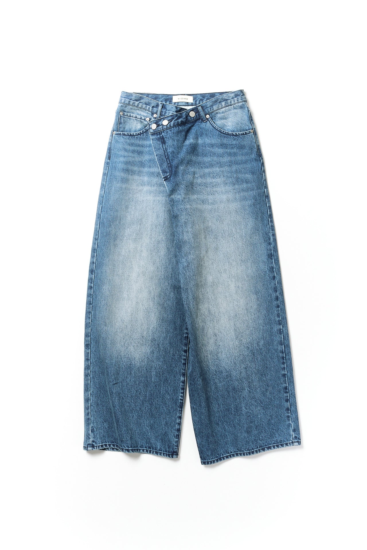 overlap denim wide pants