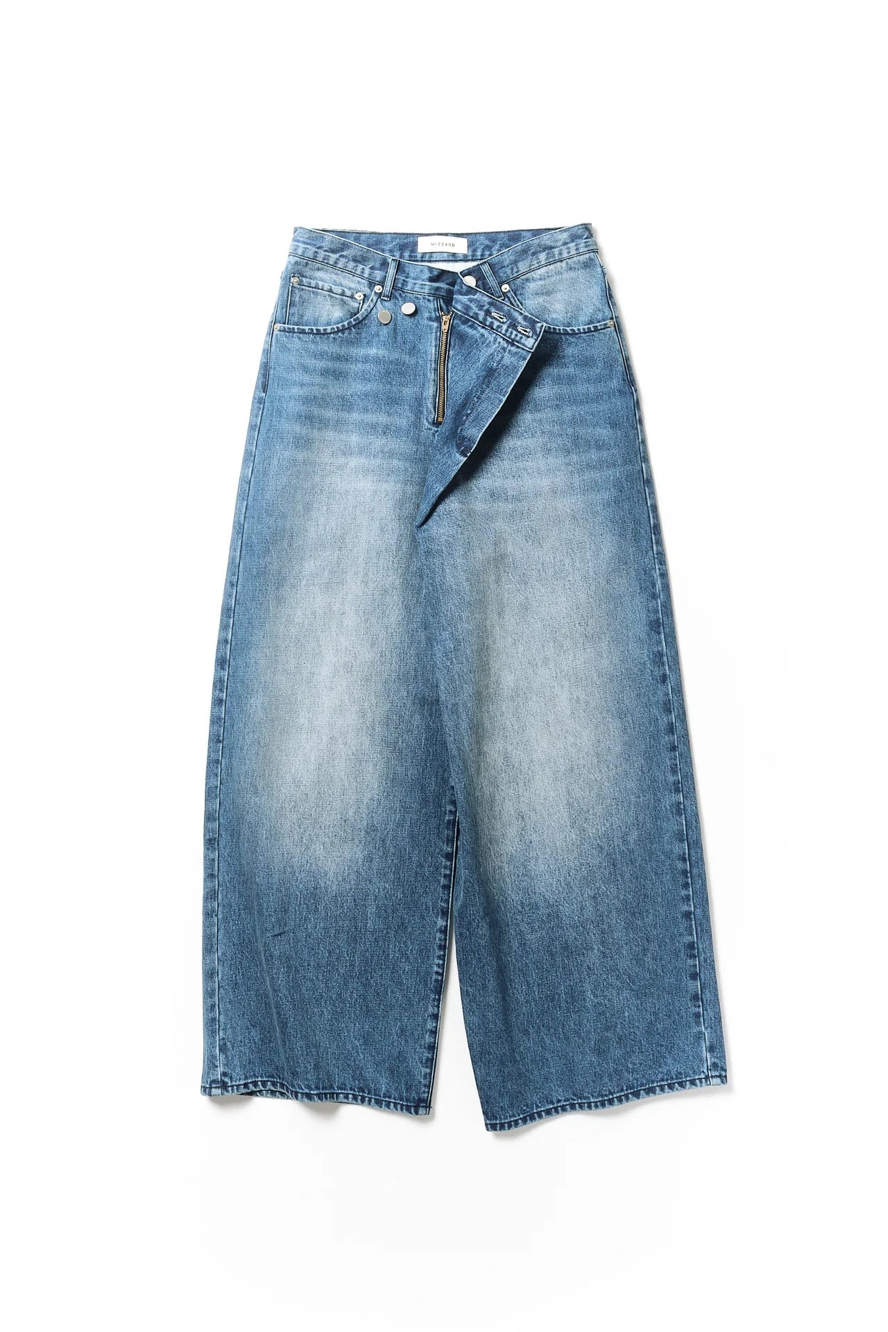 overlap denim wide pants