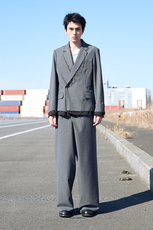 overlap front wool slacks
