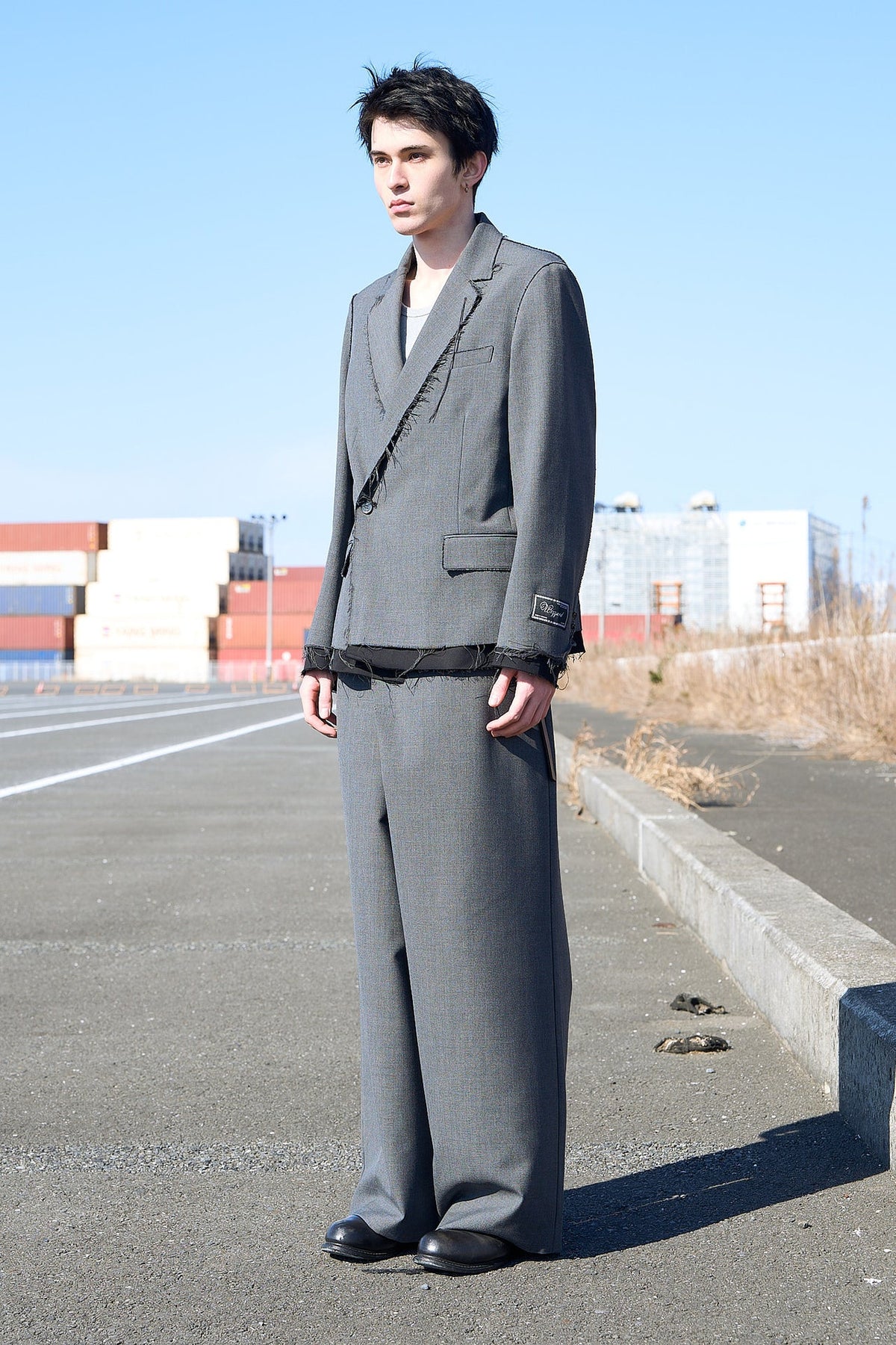 overlap front wool slacks