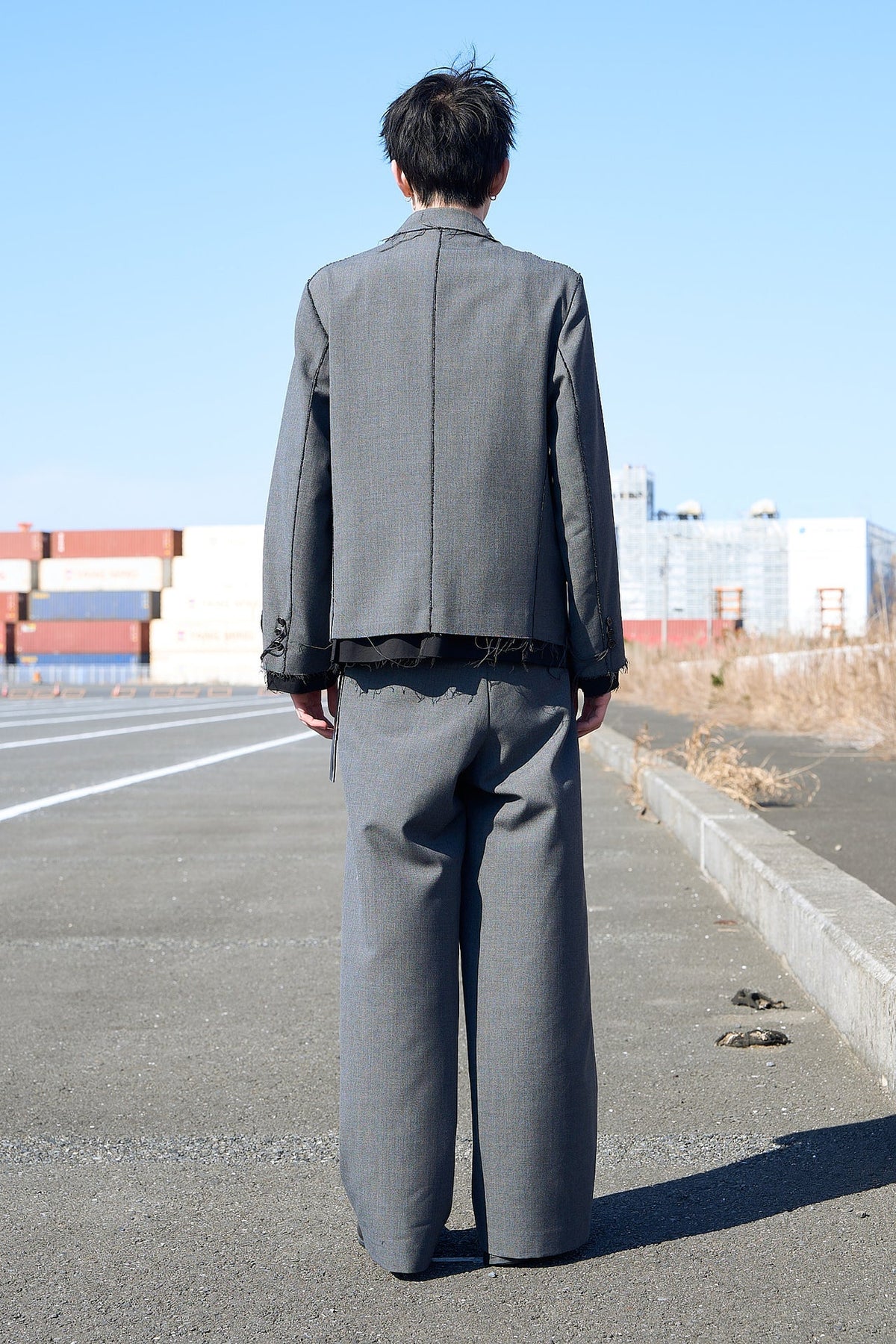 overlap front wool slacks