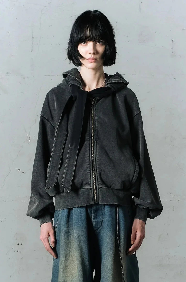 vintage fade tactical zip hoodie