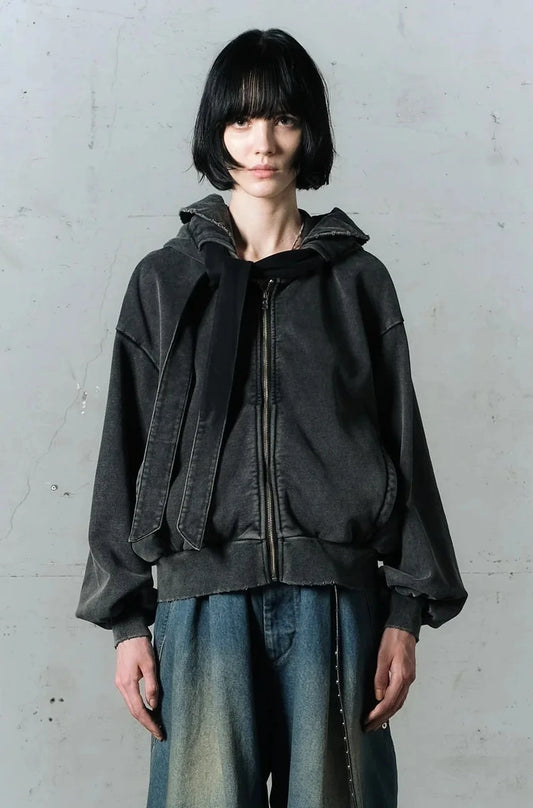 vintage fade tactical zip hoodie