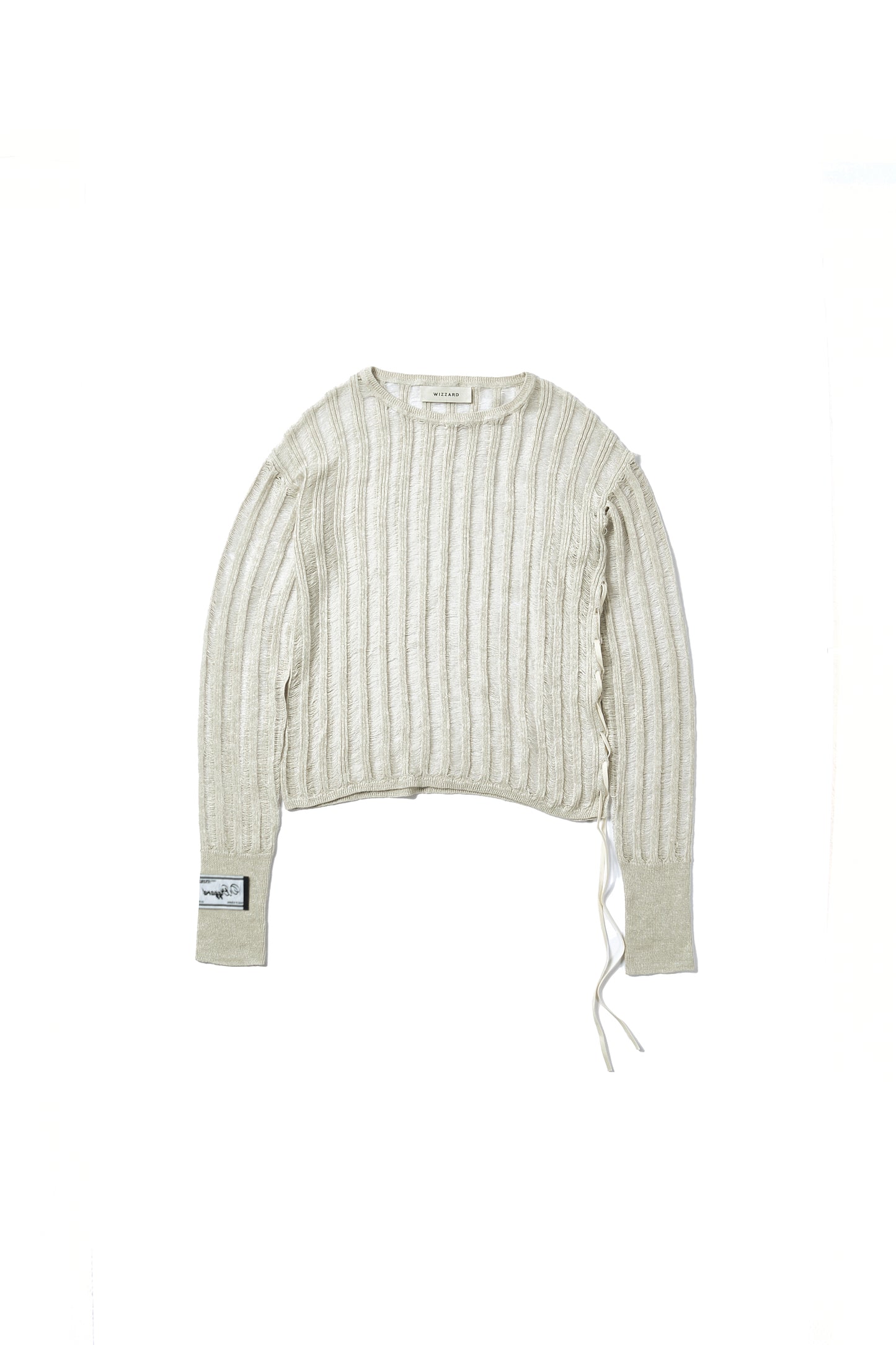 sheer rib crewneck knit