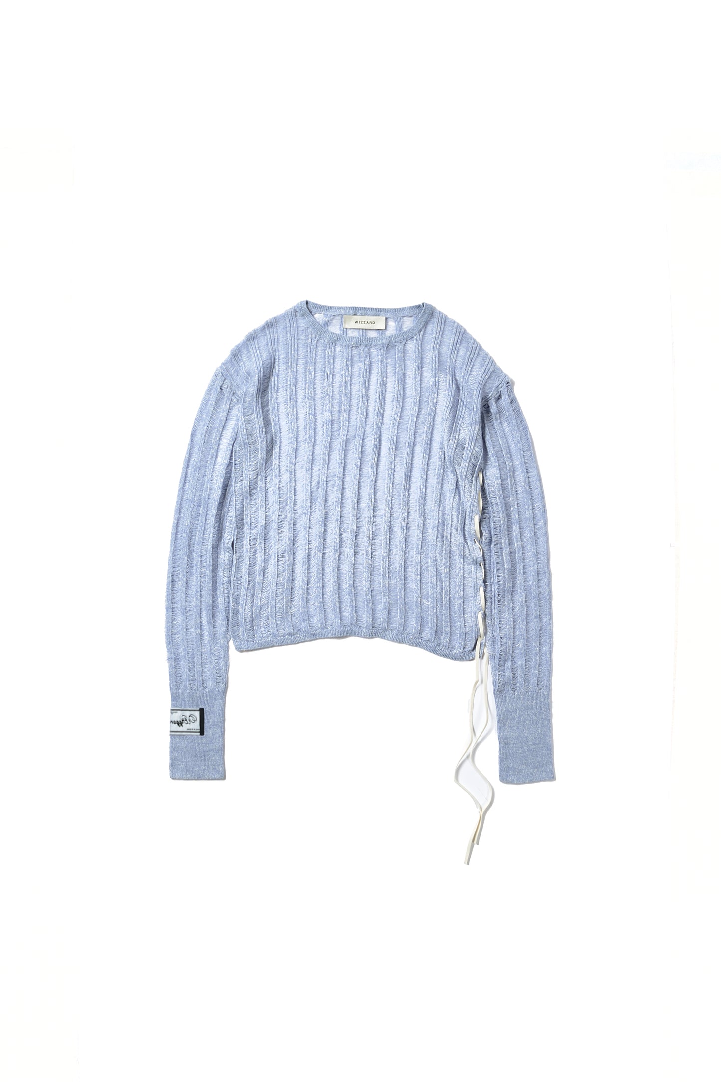 sheer rib crewneck knit
