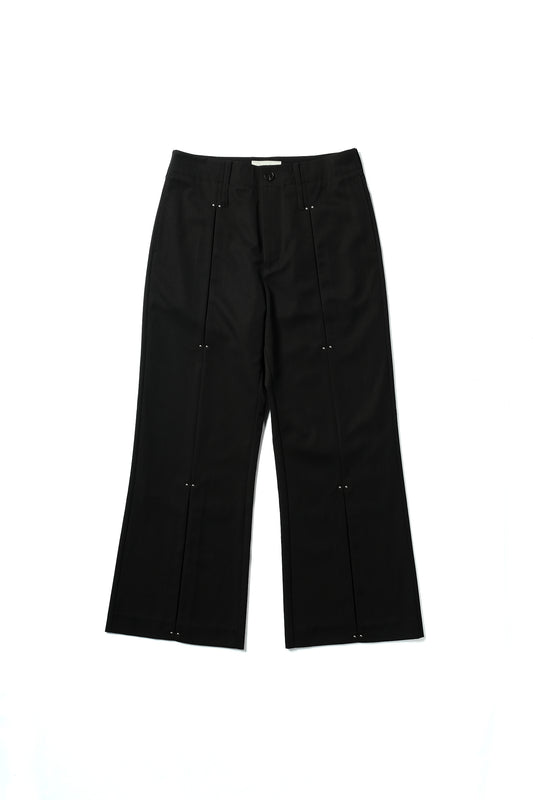 studded motion pleat gab trousers
