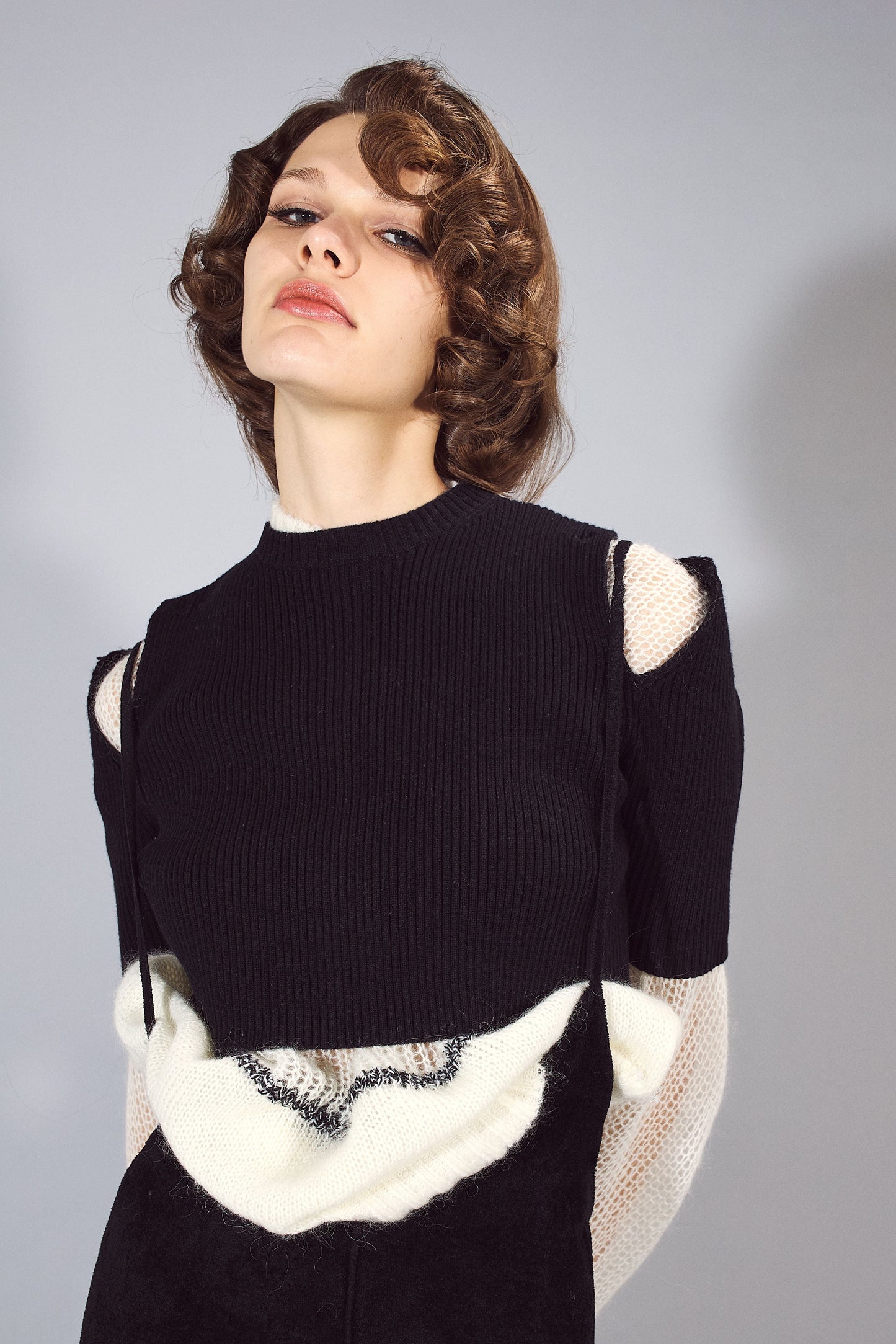rib 2way slit cardigan