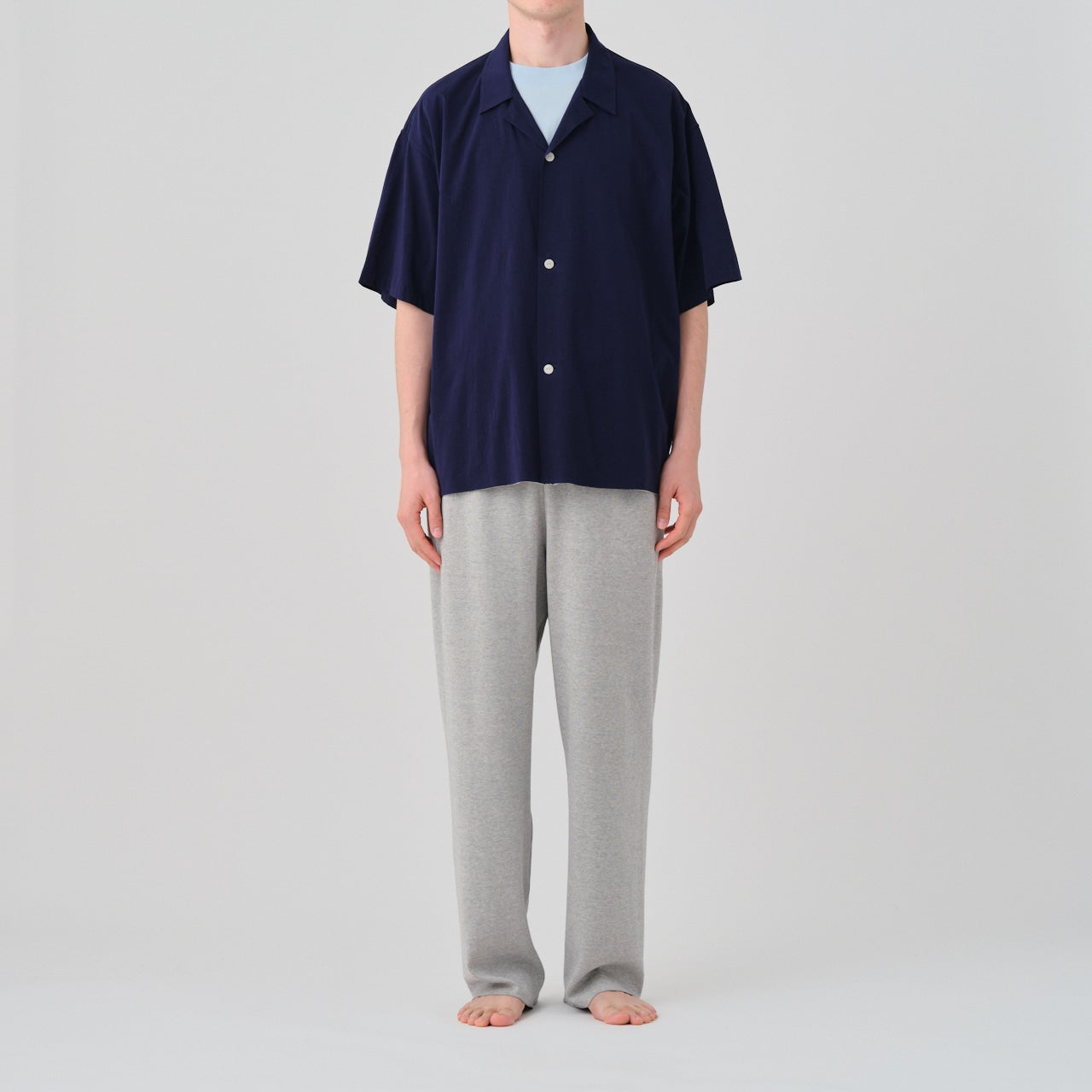 super high gauge natural washer jersey double front half sleeve shirt