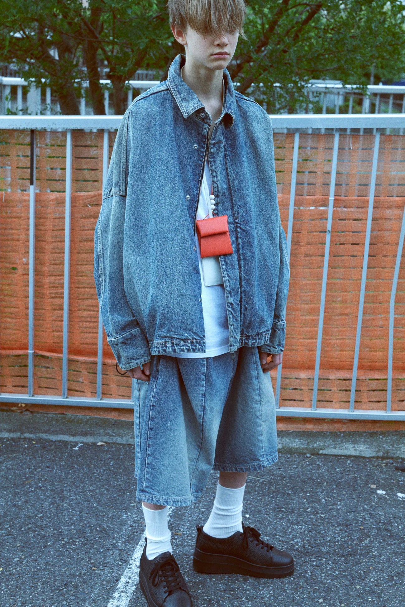 denim barrel harf pants