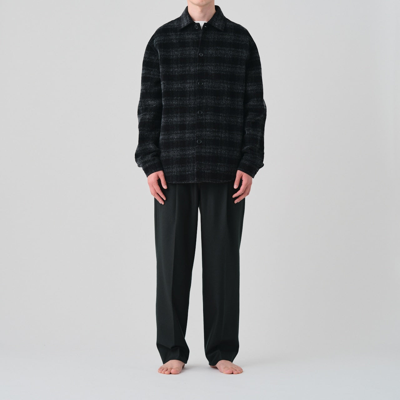 tartan check double cross jersey over shirt jacket