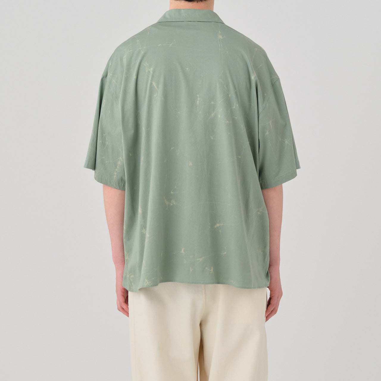 wax resist dye open collar half sleeve shirt