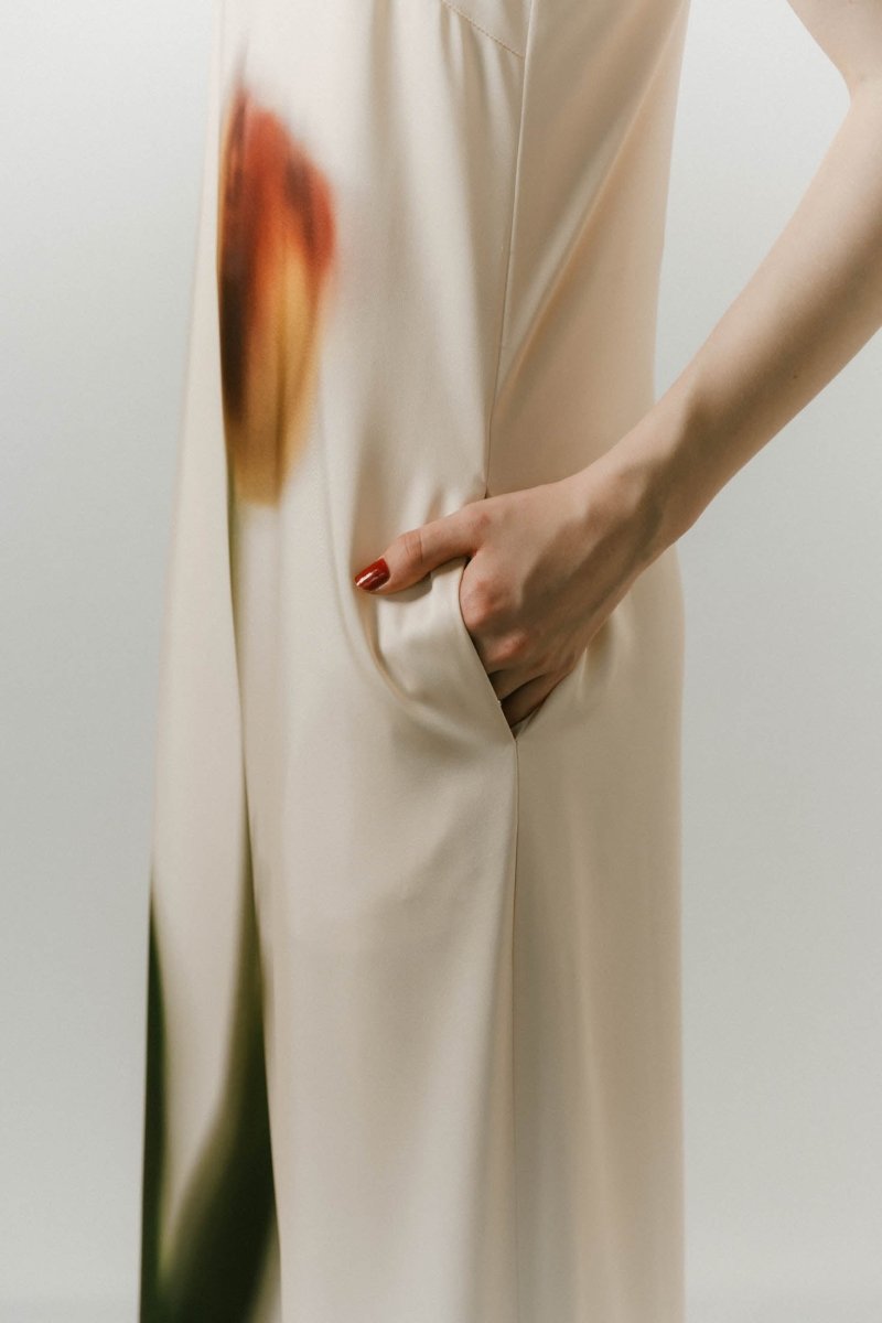 flower print satin dress