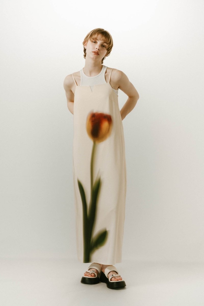 flower print satin dress