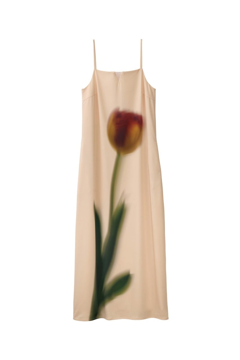 flower print satin dress