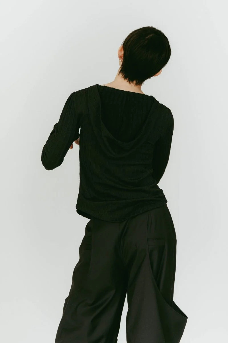 hooded jacquard top