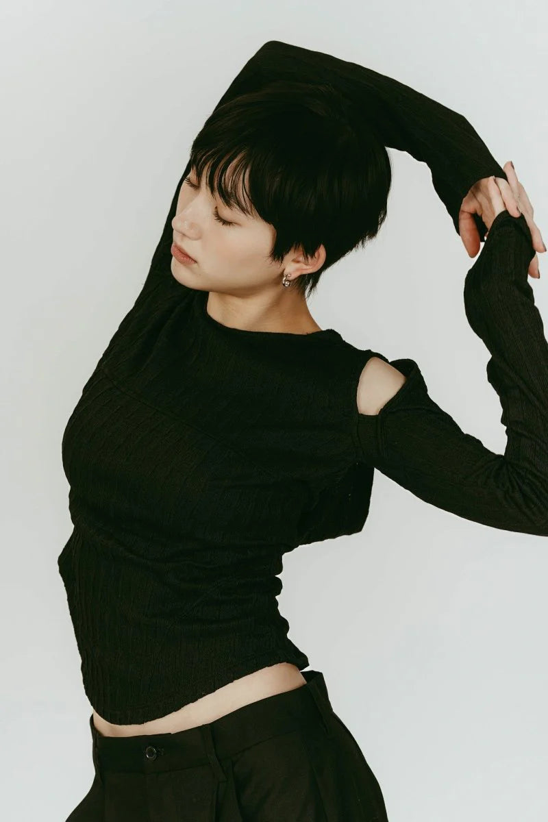 hooded jacquard top