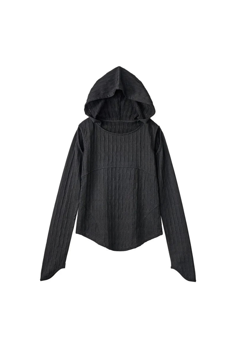 hooded jacquard top