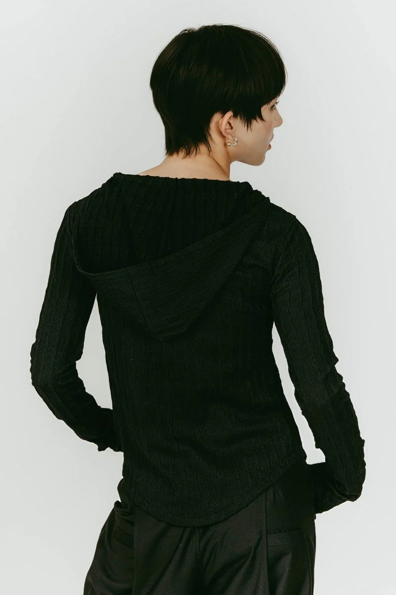 hooded jacquard top
