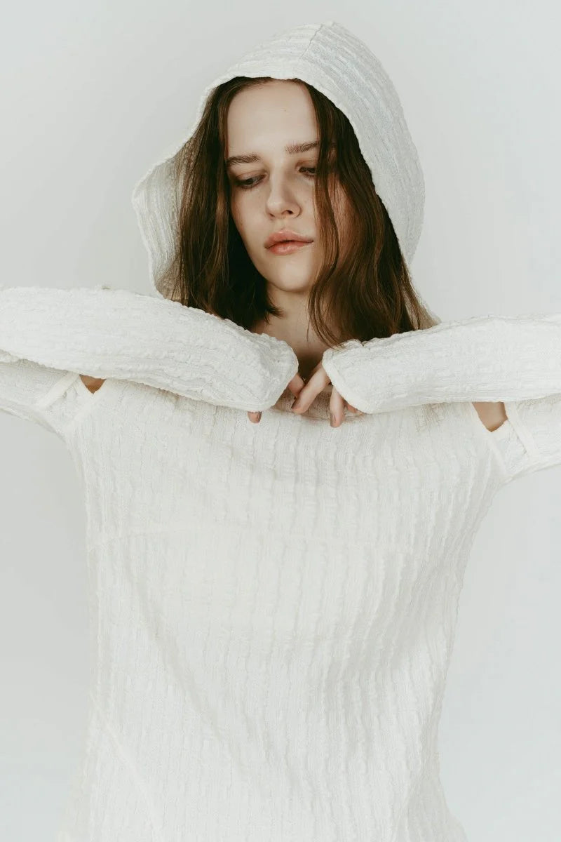 hooded jacquard top