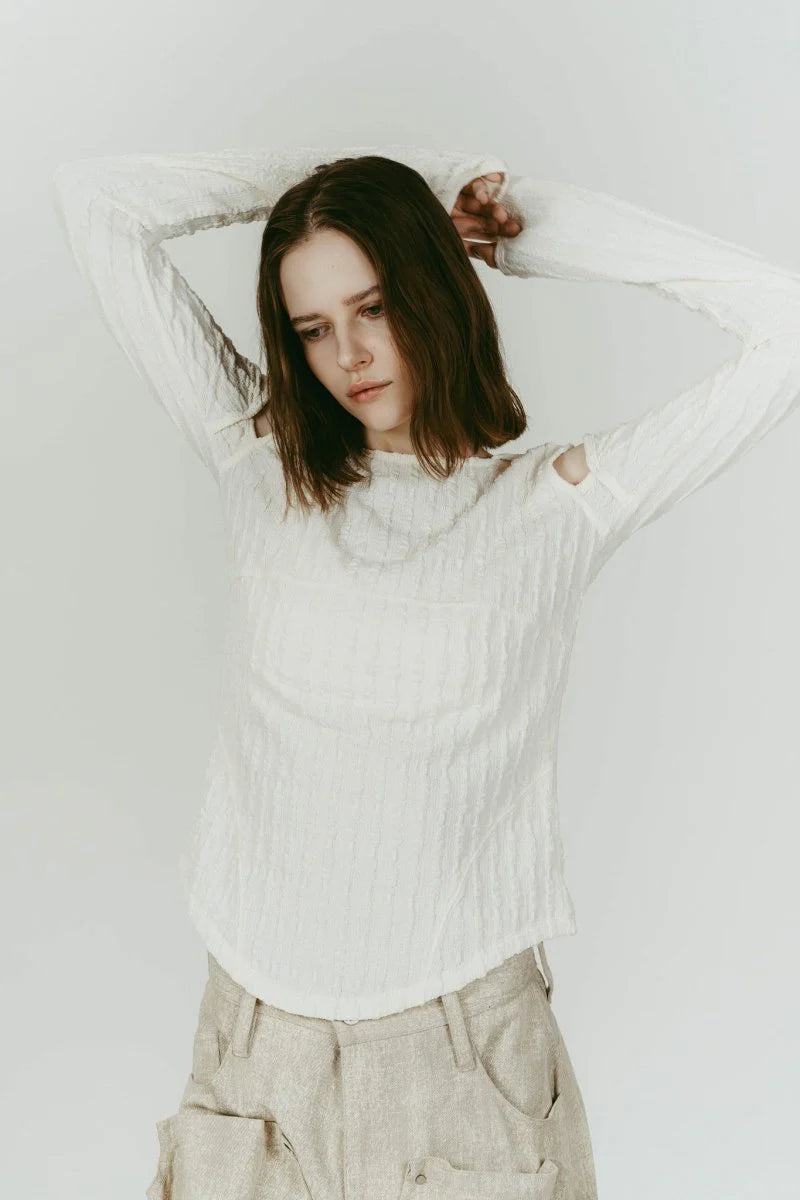 hooded jacquard top