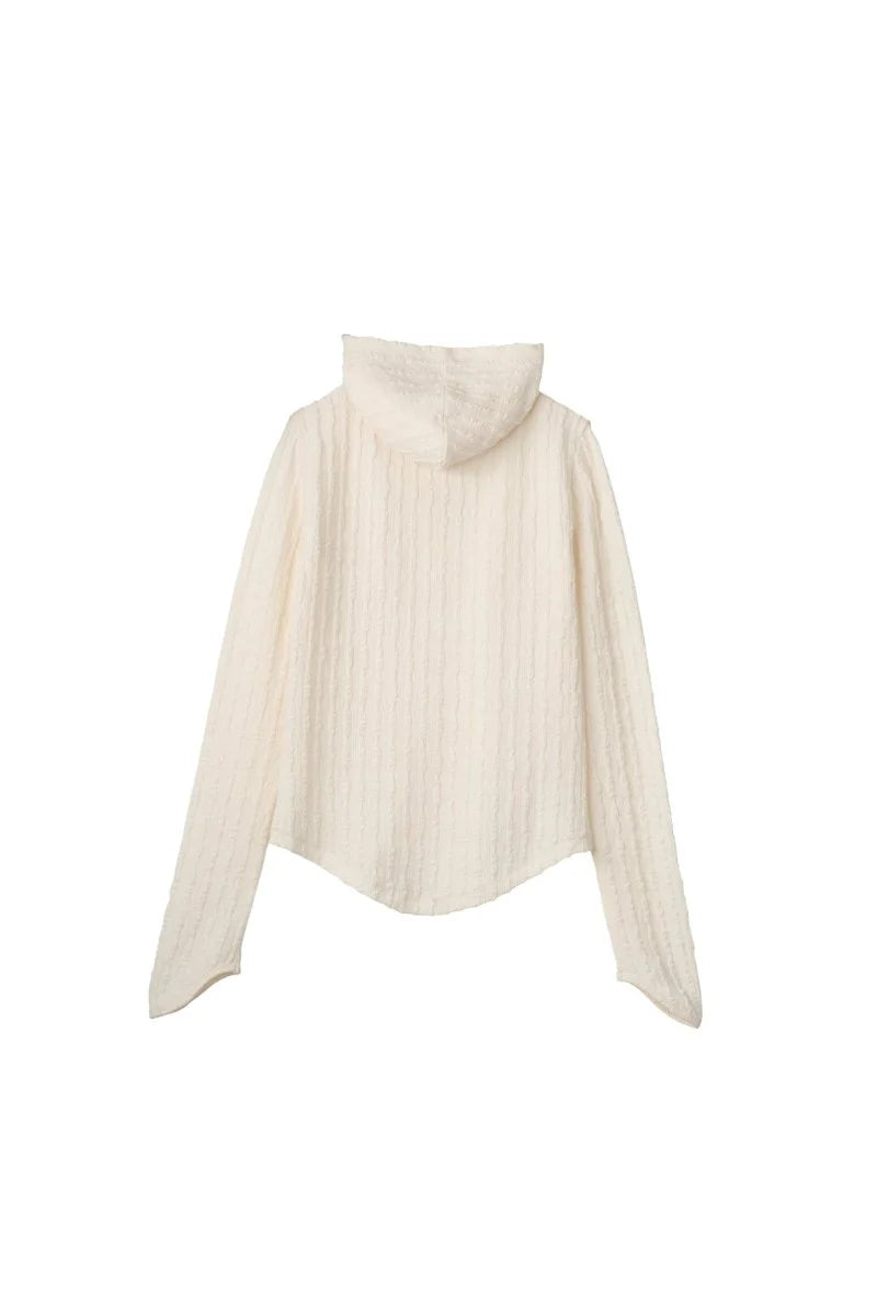 hooded jacquard top